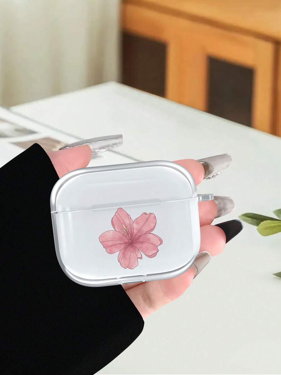 時尚百搭個性化耳機保護套,水彩粉色花卉圖案2D印刷設計,創意風格,適合送給女友、閨蜜、妻子、愛人、阿姨、老闆、姊妹、情侶、同學、老師,生日禮物、節日禮物,透明光滑手感,全方位保護,防塵防水軟殼,適用於Airpods 2/3/4/PRO/PRO2/PRO3耳機保護套 - 無色 - 查看 1