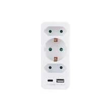 Bộ chuyển đổi phích cắm châu Âu 3 trong 1, 1 ổ cắm AC + 2 cổng USB (Type-C 3.0A), công suất tối đa 3680W. - Phích cắm loại F của EU (220-240V) - Xem 1