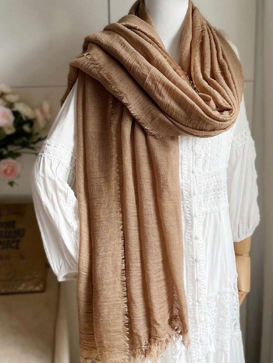 Women's Solid Color Casual Polyester Scarf,Accessories,Holiday - Light Brown - View 1