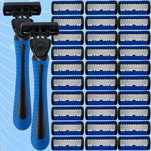 Set Pisau Cukur 6 Lapis Klasik untuk Pria: Kit Pencukur Bulu Manual dengan Pegangan Anti Selip dan Dapat Dicuci serta Mata Pisau untuk Pencukuran Halus, Bersih, dan Rapi – Sempurna untuk Perawatan Sehari-hari dalam 10 Situasi, Alat Penting untuk Pria - biru - View 11