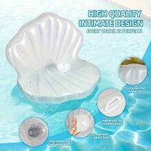 1 pieza Balsa inflable flotante con forma de concha de perla blanca, inflable para fiesta en la piscina y playa, silla flotante de doble uso para ocio al aire libre, reunión de vacaciones en la , decoración de boda, flotador para piscina - redondo - Ver 5