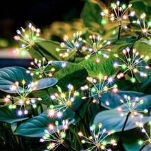 1/2入 LED 太陽能煙火星爆地燈，暖白色與彩色戶外草坪花園路徑燈，耐用塑料，適合花園、公園、院子、婚禮、畢業典禮、派對、節日照明 - 多色 - 查看 13