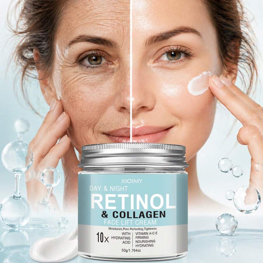 Xioimy 50g Crema facial hidratante con retinol y colágeno, altamente hidratante, suavizante y suavizante, iluminadora e hidratante para todo tipo de piel, crema hidratante facial - cantidad - Ver 1