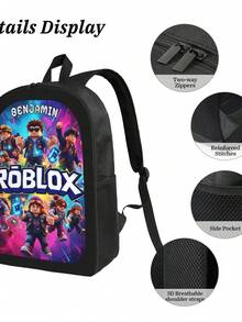 ,Large Oxford Fabric Backpack, Adjustable Capacity Backpack, Lightweight School Backpack For Students - Black - View 4