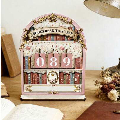 1pc Wooden Reading Count Display, Reading Tracker Table Ornament, Book Shelf Decoration, Suitable For Office Reading Room, Book Shelf Decorative Sign, Gifts For Book Lovers, Reading Challenge Gifts, Home Decor, Table Centerpiece, Birthday Gifts, Party Favor