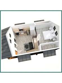 21'x29' Cabin Plan W/ Loft (Printed Plans) 757SF 1 Bed|   Black Cedar Tiny House Blueprints|   Cottage Guest House - 1 - Xem 2