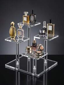 Acrylic Perfume Display Rack, Cosmetics Display Rack, Elevated Display Rack For Stores, Multi-Tier Stepped Square Display Rack For Figurines, Antiques, Jewelry, And Other Collectibles - A - View 5