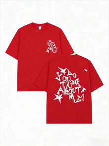 NSQK AOOU TNK Retro Short-Sleeve T-Shirt: Loose-Fitting T-Shirt With A Retro Street Style Print, Short Sleeves, Crew Neck, Machine Washable, Casual Hip-Hop Top, Suitable For Year-Round Wear, Machine Washable Japanese Shadow Hedgehog Print, Standard Size, Ready To Wear, Casual And Stylish Crew Neck T-Shirt, A Great Gift For Friends. 100% Cotton - 紅色 - 查看 6
