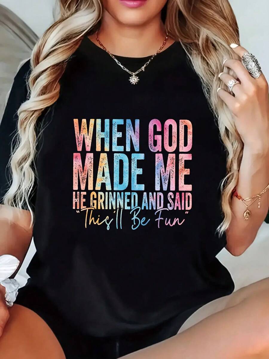 Casual Short-Sleeve Round-Neck Printed T-Shirt for Women, Suitable for Summer And Spring