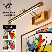 wamblz Wireless Rechargeable Picture Light With Remote Control, 3-Color Dimmable Timer Battery Powered Wall Lamp, CRI90+, Suitable For Bedroom, Living Room, Study, Hallway And Gallery, Gold - Gold - View 3