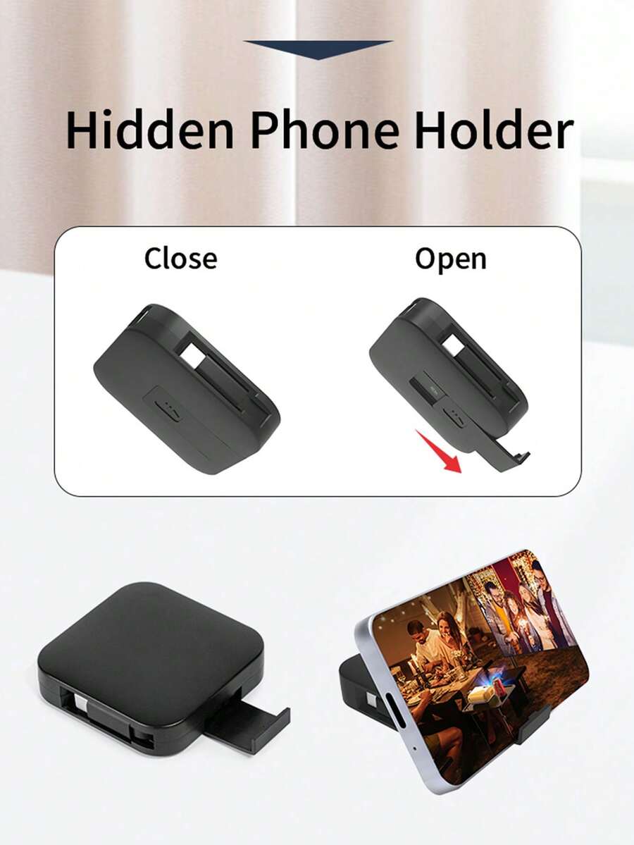 Durcord 4-In-1 Multi-Functional Compact Square Extendable Phone Stand With Charging Cable, Classic Minimalist Style In Black And White, Car Accessories/Travel Essentials/Phone Charger,Type-C Fast Charging Extendable Phone Stand With Fast Charging Data Cable With Apple 17/16/15 Pro Max Pro, Notebook Computer, Pro 12.9/11, Air 4/5, Mini 6, Compatible With Huawei,Compatible With Samsung