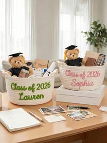 2026 Personalized Graduation Gift Basket, Custom Name Rope Storage Basket, 2026 Graduate Gift, University Dorm Storage Essential - Multicolor - View 5