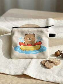 1pc Coin Purse, Storage Bag, Makeup Bag, Card Holder, Earphone Case, Featuring Cute Bear & Capybara Print Pattern, Compact Pouch With Clasp To Hold Coins, Cards, Accessories, Keys, Multifunctional Storage Bag, Ideal Gift For Girls And Boys - Multicolor - View 9