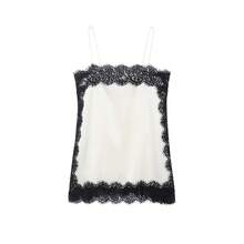 Zevity 2026 mujeres Sexy encaje costura suave satén Sling blusa femenina estilo interior marca camisas de fiesta Blusas Chic Club Tops LS9477 - HH LS9477BAI - Ver 4