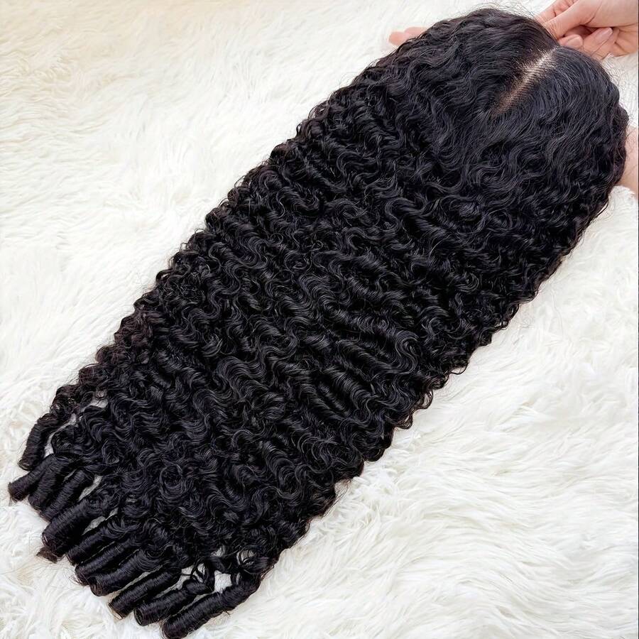 13x4 Lace Front Wigs Human Hair Burmese Curly Wig For Women 250% Density Water Wave Pre Plucked Transparent Lace Frontal Human Hair Wigs With Spiral End Natural Color 24inch - Natural Black - 查看 1