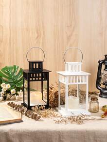 Lámpara de llama LED de doble capa con ventana abierta de estilo minimalista Ins, vela electrónica con llama simulada, luz de noche pequeña para decoración de escritorio, cena a la luz de las velas en el hogar, dormitorio, jardín - Linterna grande de doble capa y cuatro esquinas - Ver 4