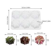 1-Piece 6-Compartment Succulent-Shaped Mousse Cake Baking Mold, DIY Dessert Pudding Mold, Chocolate Cake Making Mold, Heat-Resistant And Reusable - View 10