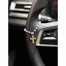 1 pieza Decoración de cadena de perlas para volante de coche, decoración interior de coche - A - Ver 11