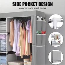 Large Fabric Canvas Wardrobe With Clothes Hanging Rail Shelving Storage Closet - VJO0099 - View 4