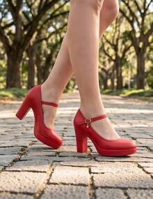 Geeyea Ladies' Elegant Four Season High Heels, Round Toe, Non Slip Heel, Suitable For Commuting, Daily Life, Business, Wedding Banquets. - 紅色升級款 - 查看 5