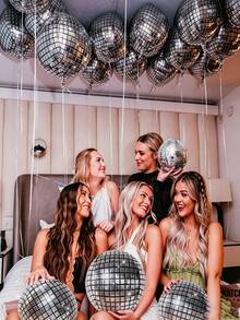 Bộ 6/3 quả bóng bay hình quả cầu disco màu bạc - kích thước 10 inch, 18 inch, 22 inch, thích hợp trang trí tiệc disco, tiệc thập niên 70, 80, 90, tiệc sinh nhật, tiệc retro, Giáng sinh, tiệc độc thân disco, lễ tốt nghiệp, tiệc nhà hàng, quán bar, phông nền đám cưới. - nhiều màu - Xem 10