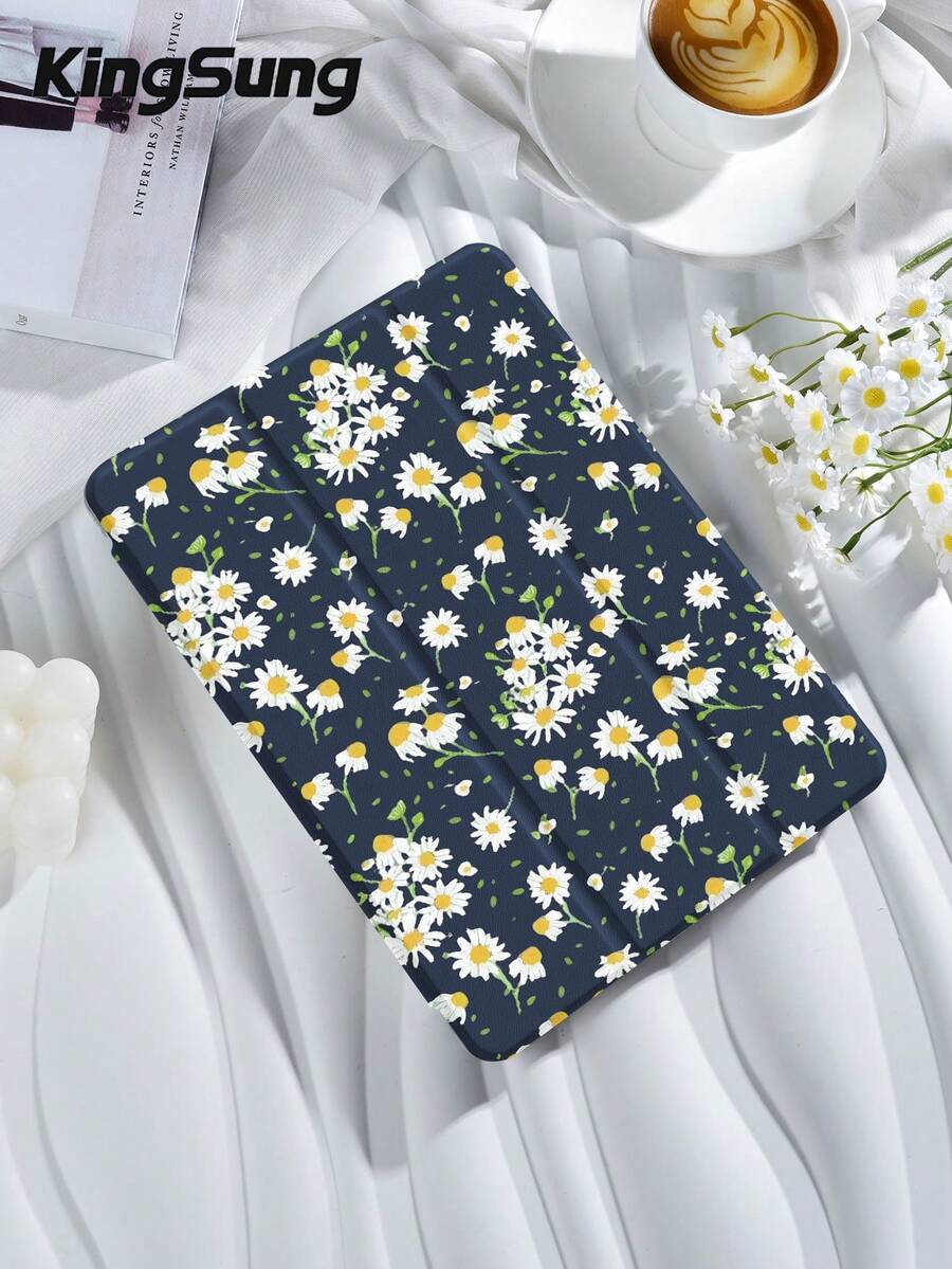 Kingsung 嫩绿雏菊、清新植物、花卉图案平板电脑保护套，兼容 iPad 9.7/10.2/10.5/10.9/12.9/Pro 11（第十代），兼容三星 Galaxy Tab S6 Lite 10.4 英寸，兼容 Kindle Paperwhite 第十二代（2024 年款），Kindle（第十一代）（2022 年发布），柔软防摔保护，智能支架/自动唤醒/睡眠功能