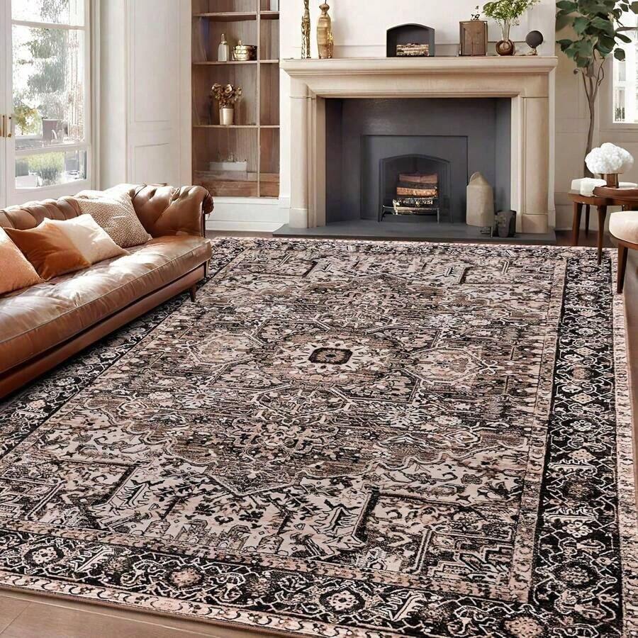 Living Room Bedroom Large Rug, Vintage Low Pile Carpet |   Soft Machine Washable Indoor Home Decor For Dining Room Office - DT nhiều màu - Xem 1