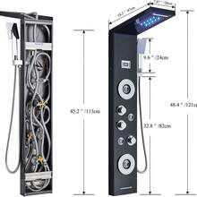 6-Function Black LED Shower Panel With Waterfall Shower Head, SPA Massage Jets, Shower Column And Temperature Indicator – Mixer Tap Tower - View 4