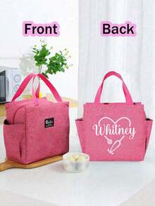 1pc Personalized Name Nurse Tote Bag, Customized Nurse Theme Lunch Bag, Personalized Name, Heartbeat And Stethoscope Print Design, Portable Insulated Lunch Bag, Personalized Nurse Gift - Nurse Canvas Tote Bag Gift - Nurse Graduation Gift - New Nurse Gift - Nurse Graduation Gift - Nursing Student - Multicolor - View 7