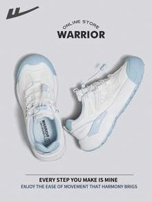 WARRIOR 女款时尚复古运动鞋，春夏舒适跑步鞋，简约休闲又不失时尚感，四季皆宜，耐磨耐穿，适合全天穿着的训练鞋。 - 白/藍 - 查看 4