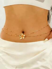 1pc Bohemian Summer Style Floral Shaped Design Waist Chain, Fashion Personalized Gift Suitable For Daily Outfit, Perfect For Party And Special Occasion Holiday Gift, Multifunctional Accessory For Women Casual And Vacation - Multicolor - View 1