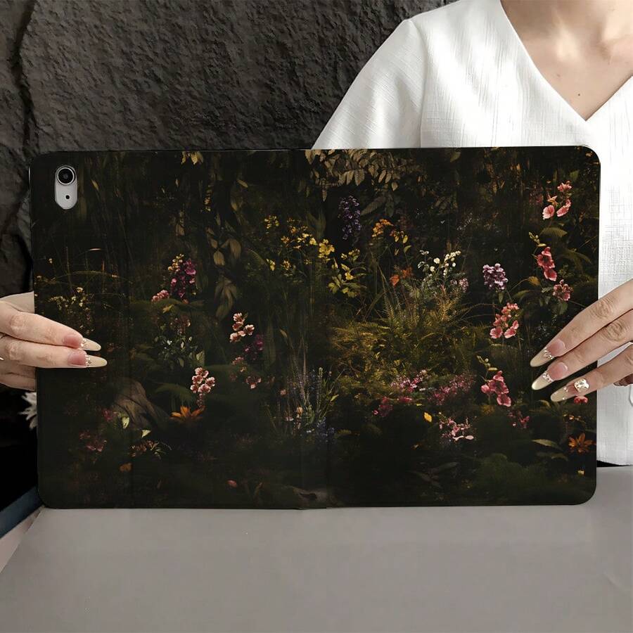 1個深森林花卉圖案平板保護殼,附筆槽,適用於iPad Air 4/5/10代、Air 13(M3 2025)、Air 11(M3 2025)、11(A16 2025),智慧保護殼,亦適用於OPPO Pad、MatePad、Pad、Honor Pad、小新Pad - 彩色 - 查看 1