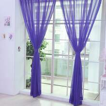 1 Uds. Cortinas de tul transparente coloridas, cortina de poliéster de Color sólido con bolsillo para dormitorio, cocina, sala de estar, habitación de niños, aula A08O - Amarillo - Ver 4