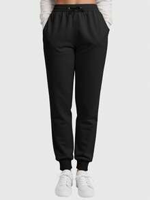 Set Of 2 Women's Sweatpants With Pockets And Adjustable Waistband - BLACK/NAVY - View 2