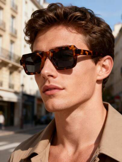 1 Pair New Square Fashion Glasses, Durable Metal Hinges, Versatile Casual Classic Design Suitable For Street, Unisex, Suitable For Outdoor Activities, Driving, Fishing, Hiking, Trekking, Festivals, Parties, Gifts, Street Style, Beach Vacation, And Daily Use Accessories
