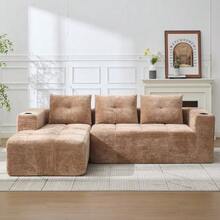 258 Cm Wide, Fully Folded L-Shaped Sofa With Three Cushions – A Classic, Minimalist And Comfortable Sofa, Perfect For Small Living Rooms And Apartments. - 棕色 - 查看 3
