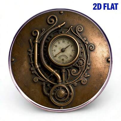 2D Flat Vintage Steampunk Style Stainless Steel Brooch, Unisex Personality Mechanical Gear Pipe Decor Badge, Niche Design Metal Pin For Shirt, Suit Collar, Creative Industrial Style Clothing Decoration, Unique Gift Accessory
