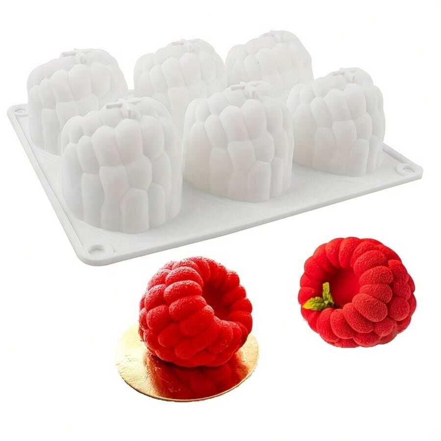 Molde de silicona de 6 en 1 para tartas de frambuesa, apto para hacer postres y pasteles franceses