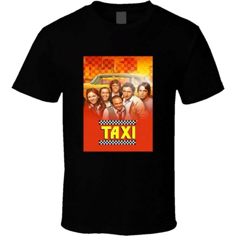 Unisex T-Shirt Made Of Pure Cotton, Taxi TV Show Tee Retro Series Sitcom T-Shirt, Summer T-Shirt, Blouse, Basic Top, Creative Design, Outdoor Game, Cool Style, Fun Design, Ideal For Outdoor Games. - Black - View 1