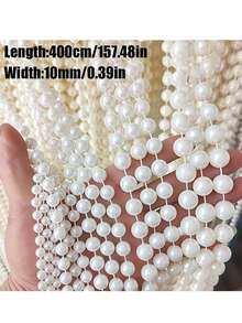 1pc 4m/157.48in Faux Pearl Flower Garland Decor, Wedding Floral Wreath Chain, Wedding Pearl Chain, Faux Pearl Beaded Chain, Wedding Decor Pearl Chain, Suitable For Bouquets, Centerpieces, Arch Decoration, Trimmable Length, Elegant Decor For Holidays & Parties - One Size Fits All - View 10