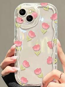 Ốp lưng điện thoại trong suốt hình hoa tulip trái tim, tương thích với iPhone 17 Pro, 16, 15 Pro Max, 13, 14 Pro - Trong sáng - Xem 2