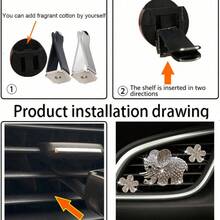 Creative Rhinestone Car Fragrance Clip Set, Elephant & Pentagonal Flower Fashion Combination, Highly Shiny Luxury Durable Design, Air Vent Clip Installation, Fragrant Deodorizing, Practical Car Interior Decoration Accessory - Elephant Flower Scented Clip - View 7
