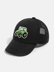 1 pieza Gorra de béisbol con malla y estampado de tractor de granja para niños, sombrero transpirable y ajustable para uso al aire libre y diario - 1PC - Ver 6