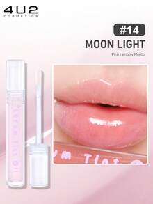 4U2 Lip Gloss, Super Glossy, Moisturizing Formula, Non-Sticky, Creamy Matte Texture, Suitable For Daily Wear, Dates, Galas, Parties, Ideal For Makeup Enthusiasts And Beginners, Valentine's Day Gift - #14 MOON LIGHT - View 1