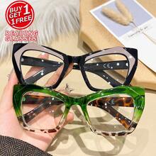 2pcs Unique Cat Eye Reading Glasses Set, Large Cat Eye Frame Design, Fashion Color Combination Reading Glasses, Suitable For All Face Shapes, Stylish Accessory - Black Powder + Green Leopard - View 13