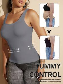 1pc Women's Seamless White Waist Shaping Top - Grey - View 3