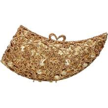 Women Novelty Crystal Evening Handbag Floral Rhinestone Clutch Bag Sparkly Wedding Purse For Prom Party - Vàng - Xem 7