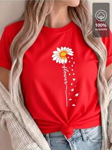 Daisy Flower Script - Camiseta 100% algodón puro de manga corta - Negro - Ver 8