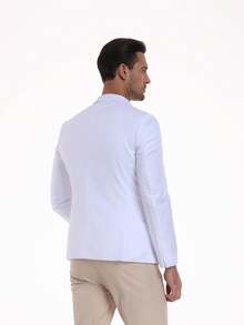 Áo khoác blazer nam cài cúc đơn, kiểu dáng thường ngày, phù hợp cho công sở. - trắng - Xem 3