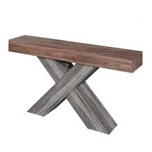 Console Table With X-Shaped Legs, Narrow Console Table, Wood Look, Particleboard, For Hallway And Living Room, Side Table - Natural Color - View 11